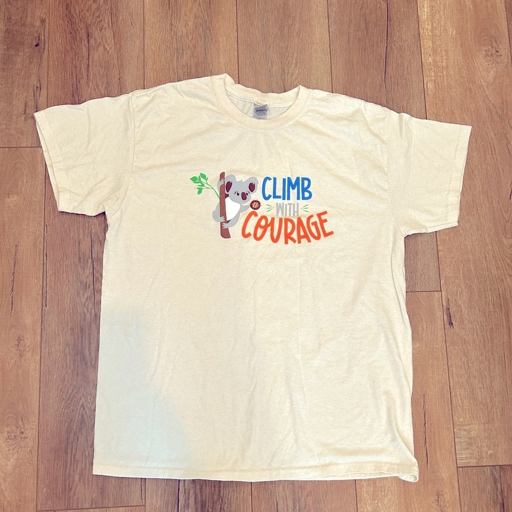 Girl Scout T-shirt. Koala logo “Climb with Courage”